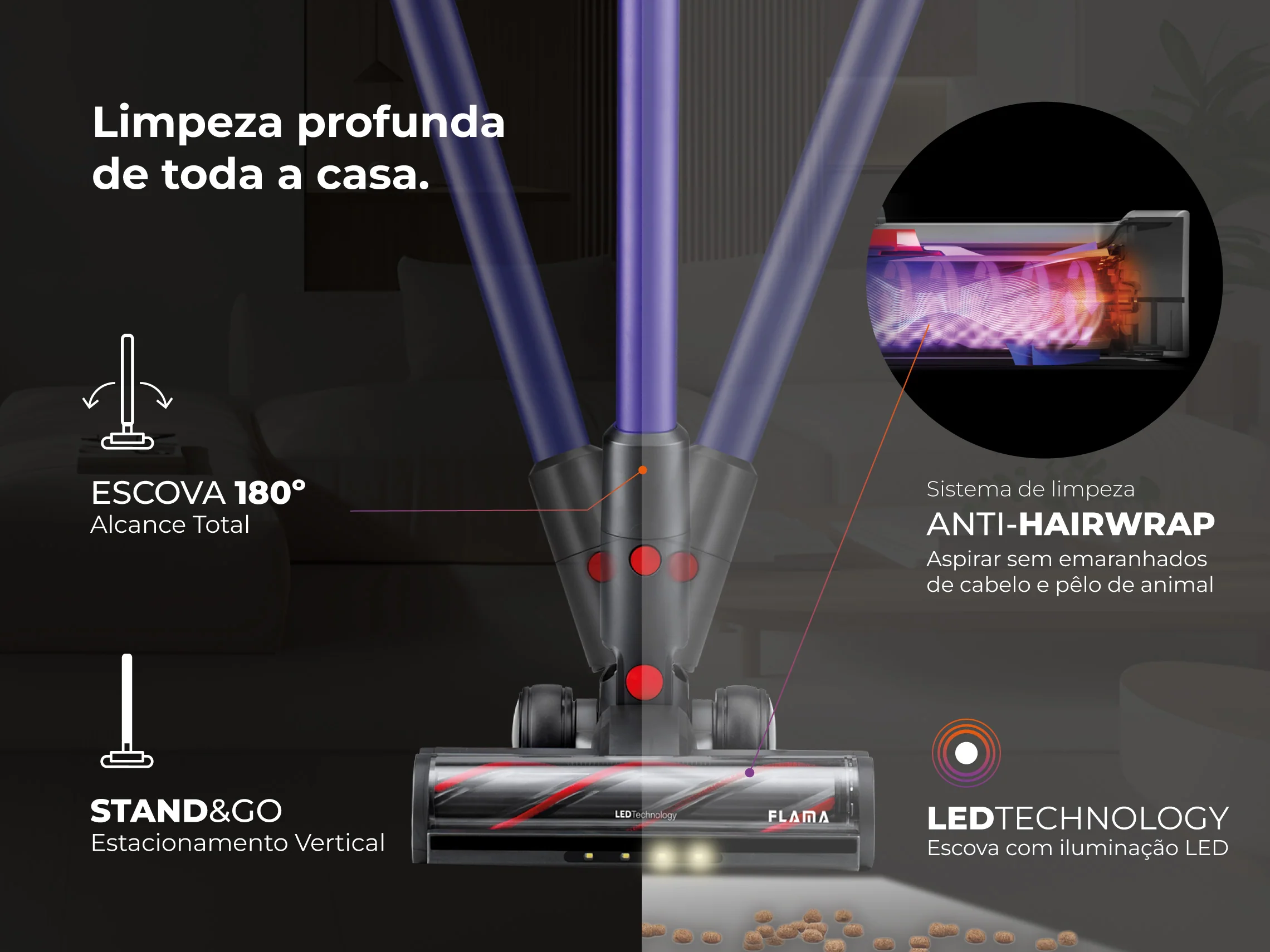 Aspirador Vertical ProExtreme Pet 85 Sem Fios 1648FL - Image 4