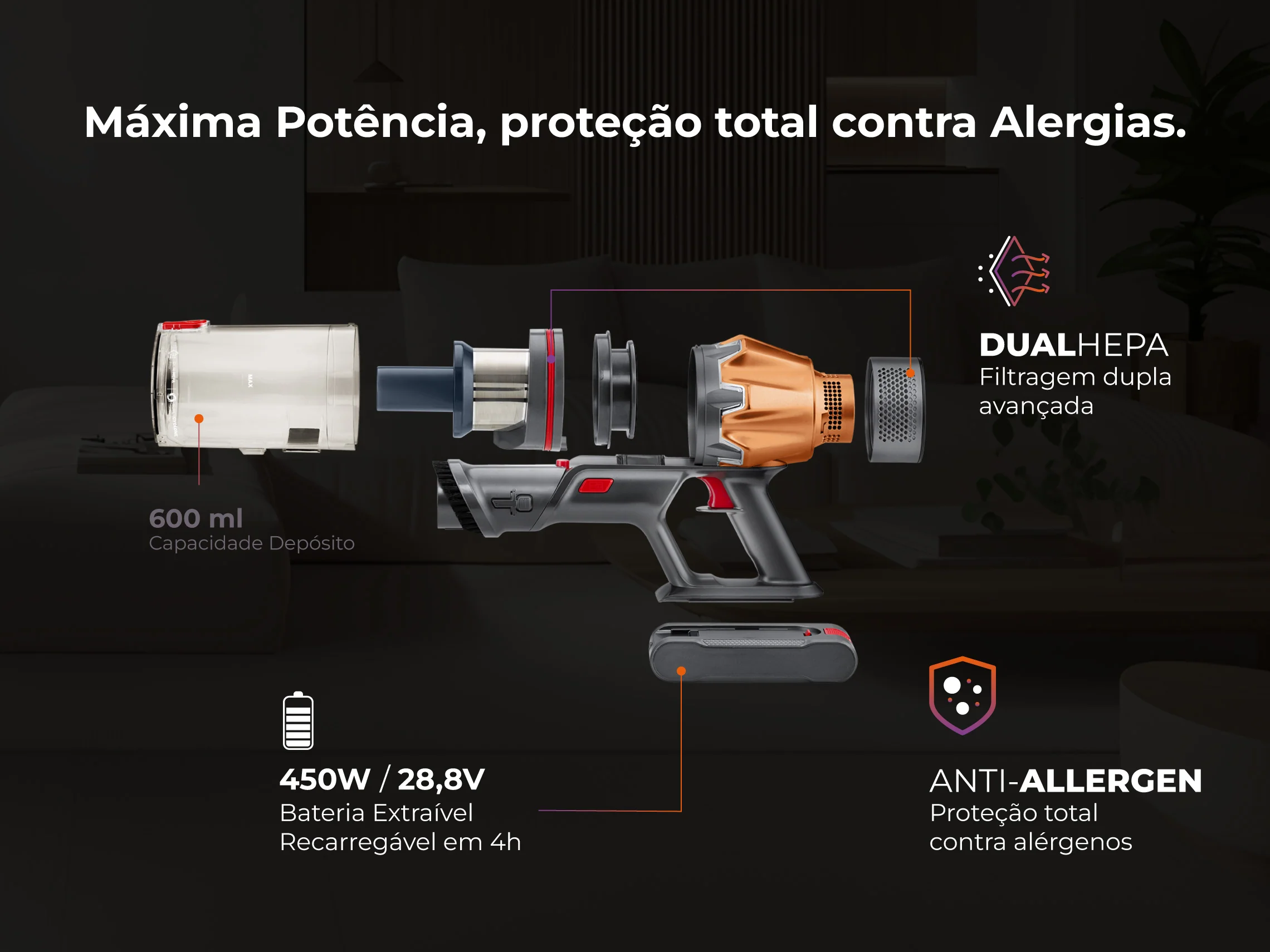 Aspirador Vertical ProForce Flex 75 Sem Fios 1647FL - Image 3