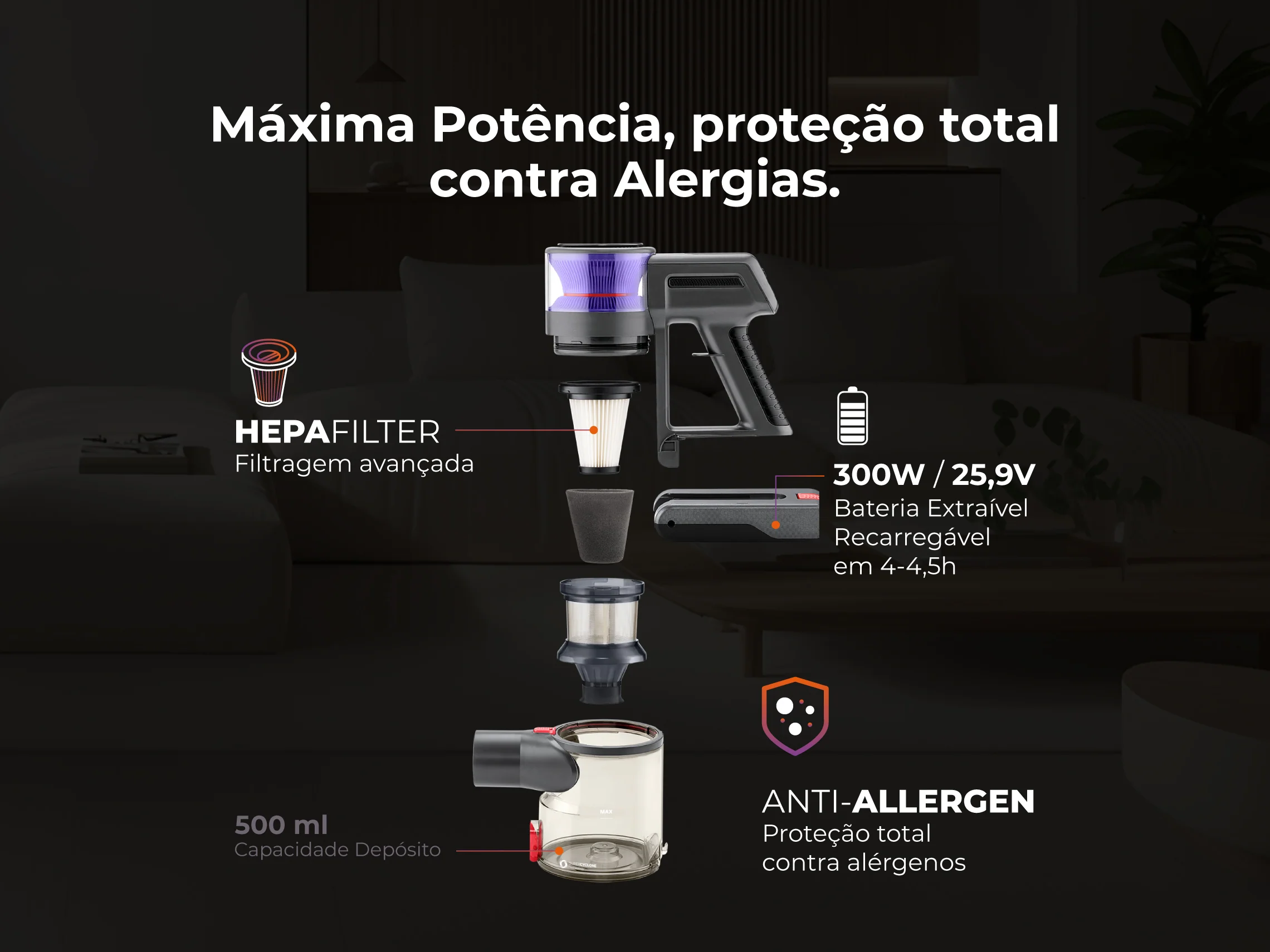 Aspirador Vertical Sem Fio ProClean Flex 50 1649FL - Image 3