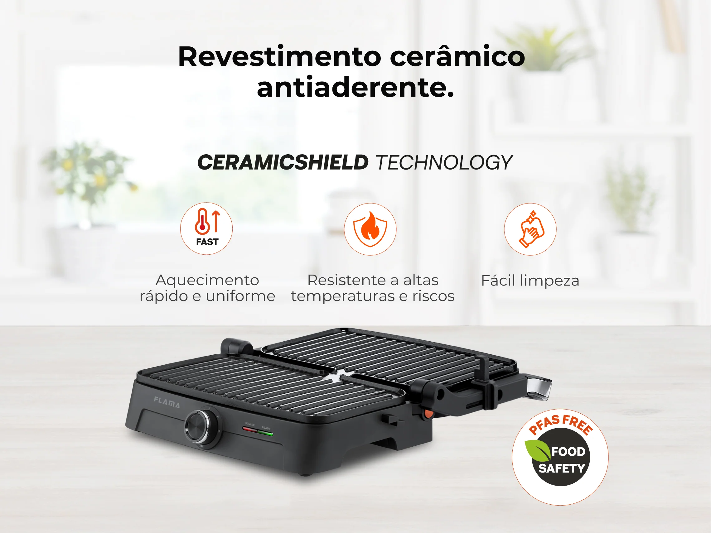 Grelhador Elétrico de Placas Inox HEATEASY 1500W 4422FL - Image 4