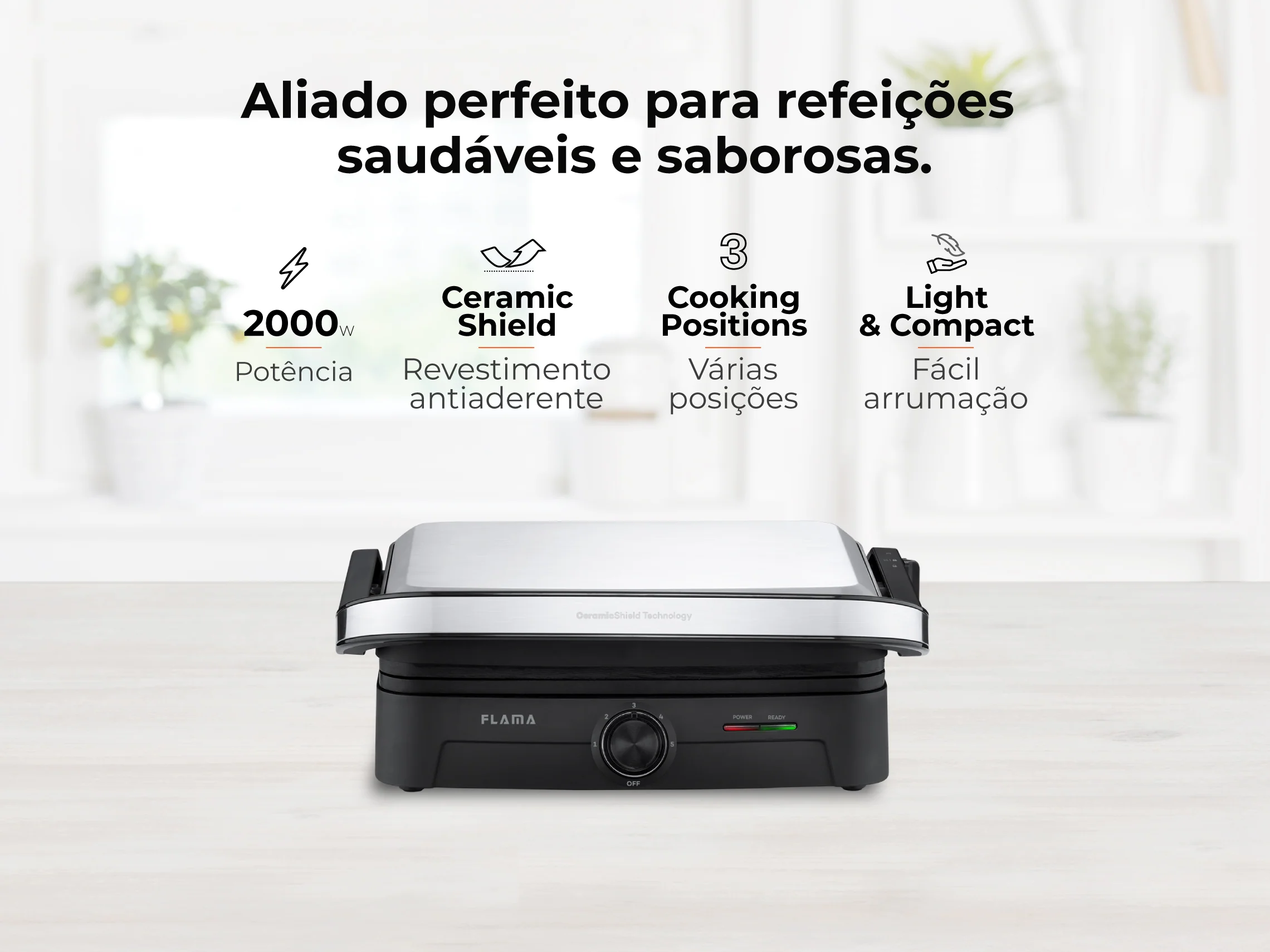 Grelhador Elétrico de Placas Inox HEATPRO 2000W 4522FL - Image 2