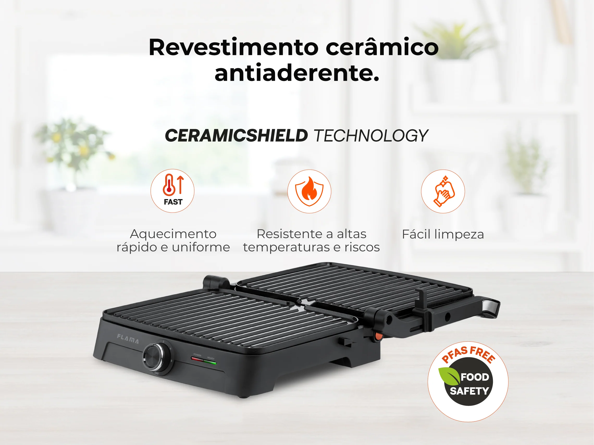 Grelhador Elétrico de Placas Inox HEATPRO 2000W 4522FL - Image 4