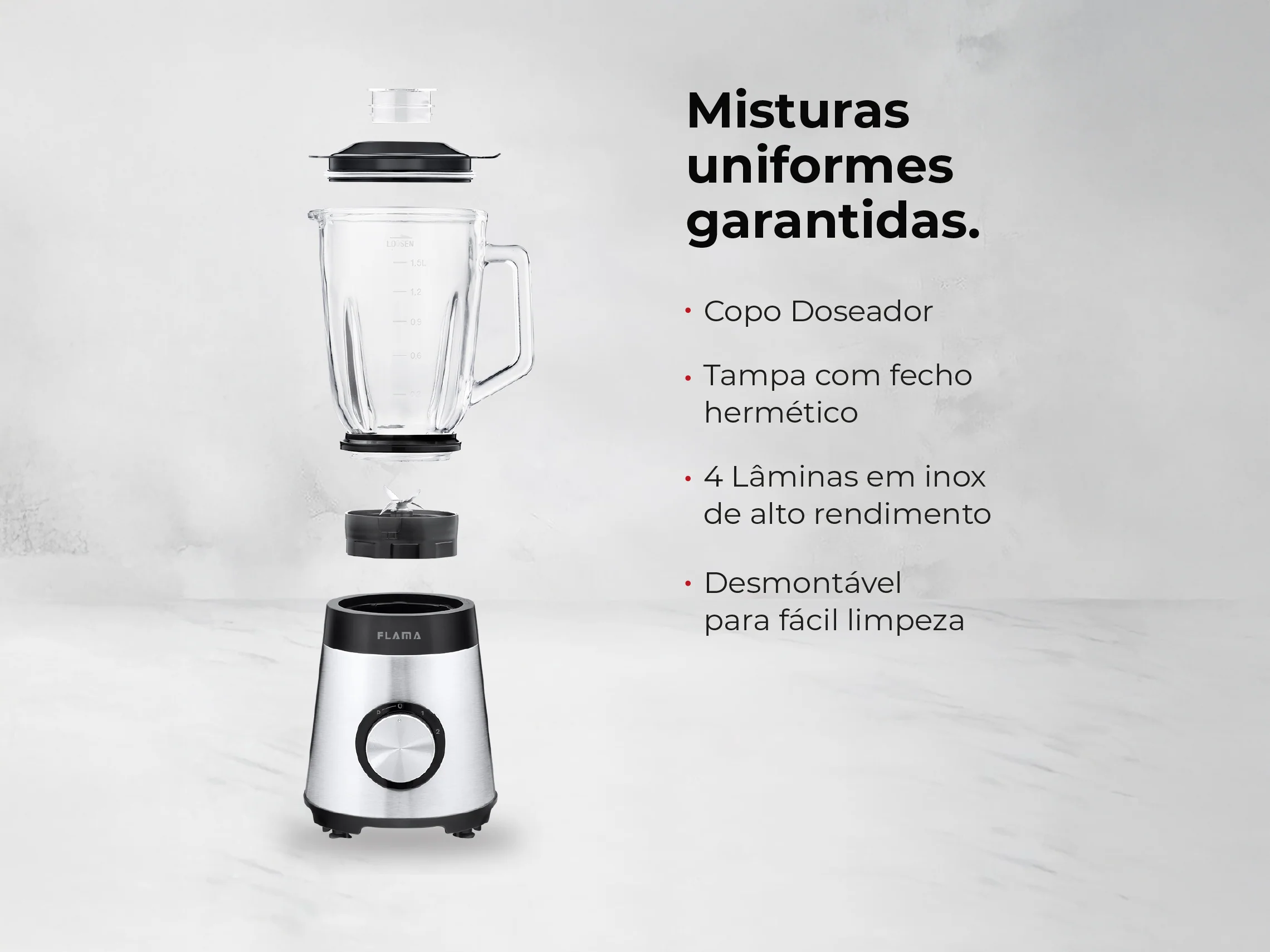 Liquidificadora Inox 1300W Com Copo de Vidro 2237FL - Image 4